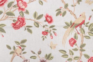 Thibaut Newman F94704 Printed Linen Drapery Fabric in Cream 