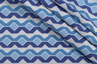 Thibaut Twisted Chain W77987 Woven Upholstery Fabric in Blue and White 