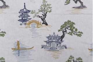 Trevi Fabrics Sampan Embroidered Poly Cotton Decorator Fabric in River 