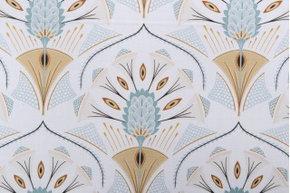 Trevi Fabrics Plumeau Printed Cotton Drapery Fabric in Bleu 