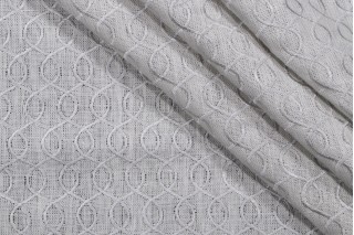 1 Yard Thibaut Ballard Embroidery Linen Drapery fabric in Grey on Grey AW2558