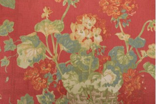 Thibaut Washington Printed Linen Drapery Fabric in Red F96019