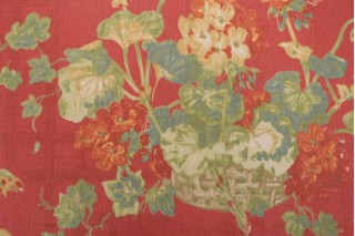  Thibaut Washington Printed Linen Drapery Fabric in Red F96019