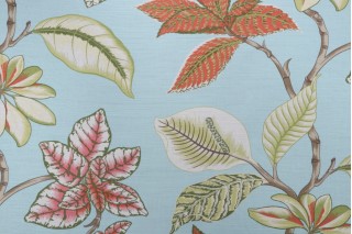 Thibaut Lucala Prined Linen Cotton Drapery Fabric in Blue Pink F95749