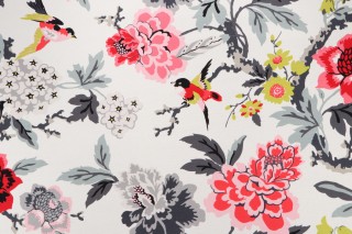 Waverly Candid Moment Printed Cotton Drapery Fabric in Ebony 