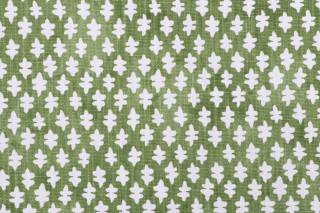 Premier Prints Gem-Slub Linen White Printed Drapery Fabric in Kale 
