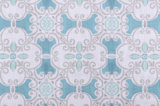 Premier Prints Promenade-Slub Canvas Printed Cotton Drapery Fabric in Fountain 