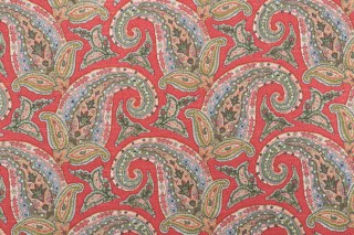 Robert Allen New Paisley Printed Cotton Drapery Fabric in Coral 