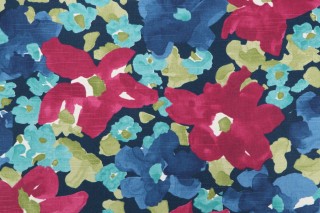 Robert Allen Evanthey Flora Printed Cotton Drapery Fabric in Fuchsia 