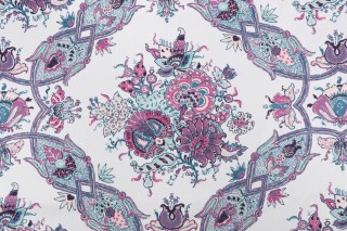 Robert Allen Sissy Printed Cotton Drapery Fabric in Purple 