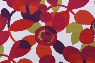 Robert Allen Abstract Flora Printed Cotton Drapery Fabric in Poppy 