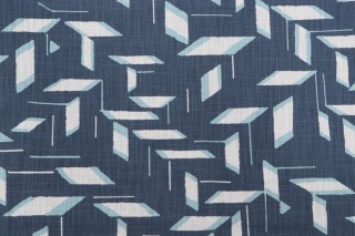 Robert Allen Blocked Form Printed Slubbed Cotton Drapery Fabric in Chalk Board 