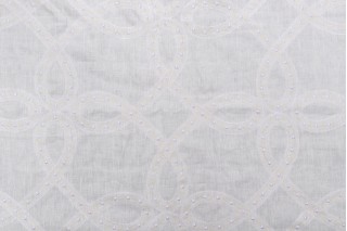 1.5 yards Thibaut Salina Ribbon Embroidered Linen Drapery Fabric in White AW1376