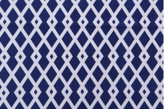 Robert Allen Navy and White Printed Cotton Drapery Fabric