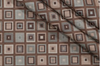 Squares Upholstery Fabric in Blue Mocha