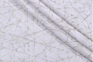 Deleo Juxtapose Chenille Upholstery Fabric in White Hot