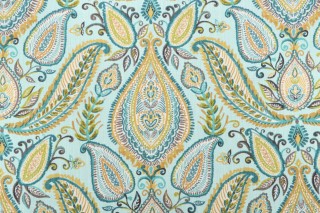 Robert Allen Ombre Paisley Printed Drapery Fabric in Pool 