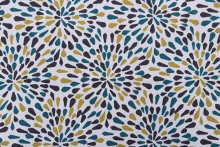 Robert Allen Many Petals Printed Drapery Fabric in Turquoise 