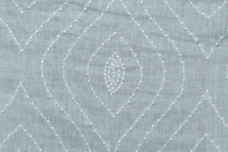 Thibaut Balboa Dots French Knot Semi Sheer Linen Drapery Fabric White on Robins Egg W75701