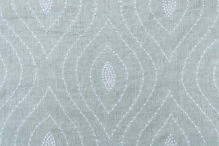 Thibaut Balboa Dots French Knot Semi Sheer Linen Drapery Fabric White on Robins Egg W75701