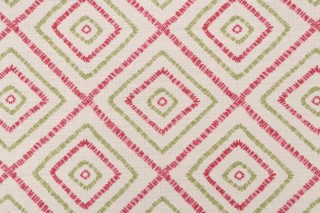 Thibaut Kozar Printed Linen Blend Drapery Fabric in Pink Green F94923