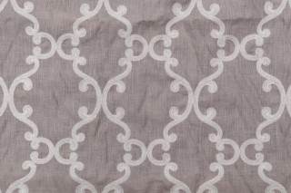 Thibaut Roselli Trellis AW2561 Sheer Embroidered Drapery Fabric in White on Dark Grey