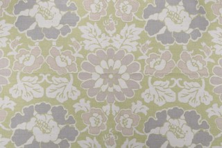 Anna French Shima AF2586 Printed Linen Blend Drapery Fabric in Apple Green for Thibaut 