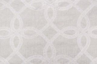 Thibaut Salina Ribbon AW1376 Embroidered Drapery Fabric in White