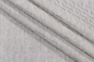 Thibaut Ballad AW2558 Embroidered Drapery Fabric in Grey