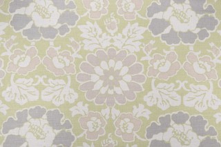 Anna French Shima AF2586 Printed Linen Blend Drapery Fabric in Apple Green for Thibaut