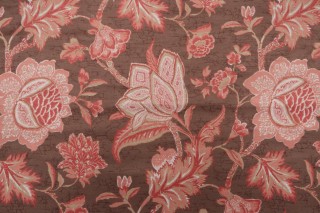 Thibaut Jacobean Trail F93308 Printed Drapery Fabric in Brown