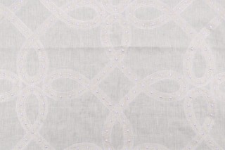 Thibaut Salina Ribbon Embroidered Linen Decorator Fabric in White AW1376