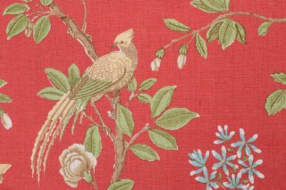 Thibaut Newman Printed Linen Drapery Fabric in Pink F94706