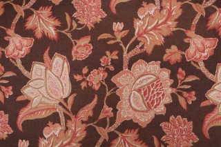 Thibaut Jacobean Trail Printed Linen Blend Drapery Fabric in Brown F93308