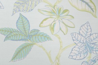 Thibaut Lucala Printed Linen Blend Drapery Fabric in Aqua and Green F95751