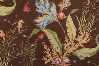 Thibaut Tidal Pool Printed Cotton Drapery Fabric Brown F96706