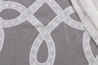 Thibaut  Rope Madras Woven Cotton Sheer Drapery Fabric in Ivory AW1382