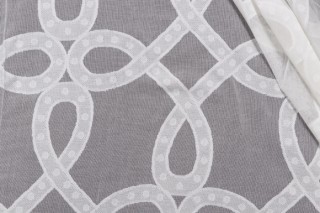 Thibaut Rope Madras Woven Cotton Sheer Drapery Fabric in Ivory AW1382
