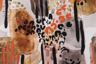TFA In The Jungle Printed Embroidered Cotton Drapery Fabric in Safari 