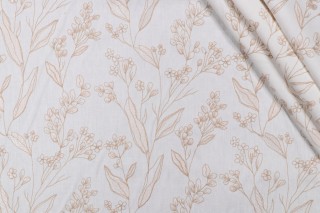 Valiant Fabrics Elory Embroidered Cotton Blend Decorator Fabric in Natural 