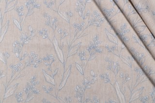 Valiant Fabrics Elory Embroidered Cotton Blend Decorator Fabric in Cadet 