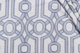 Valiant Fabrics Merritt Embroidered Decorator Fabric in Nautical 