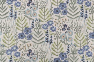 PK Lifestyles Wildflower Embroidery Decorator Fabric in Bluebell 