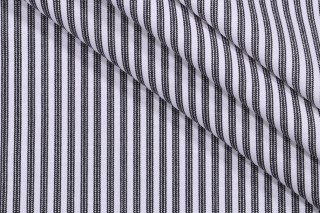 PK Lifestyles Everyday Ticking Printed Cotton Drapery Fabric in Noir 