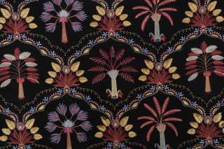 Tommy Bahama Daintree Embroidered Cotton Decorator Fabric in Noir 
