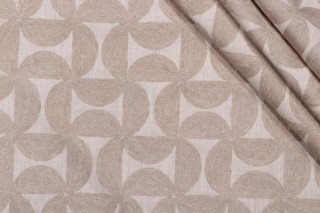PK Lifestyles Pinwheels Embroidery Decorator Fabric in Linen 