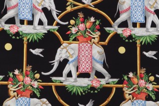 Harrison Howard Before The Raj Printed Cotton Drapery Fabric in Noir 
