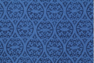 Waverly Ulla Printed Cotton Drapery Fabric in Cobalt
