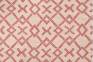 PK Lifestyles Malian Geo Printed Linen Blend Drapery Fabric in Rouge
