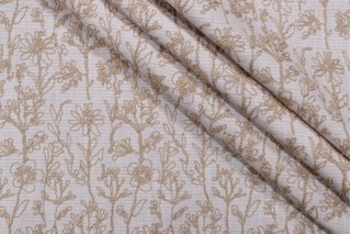 Valiant Millie Embroidered Polyester Cotton Drapery Fabric in Linen